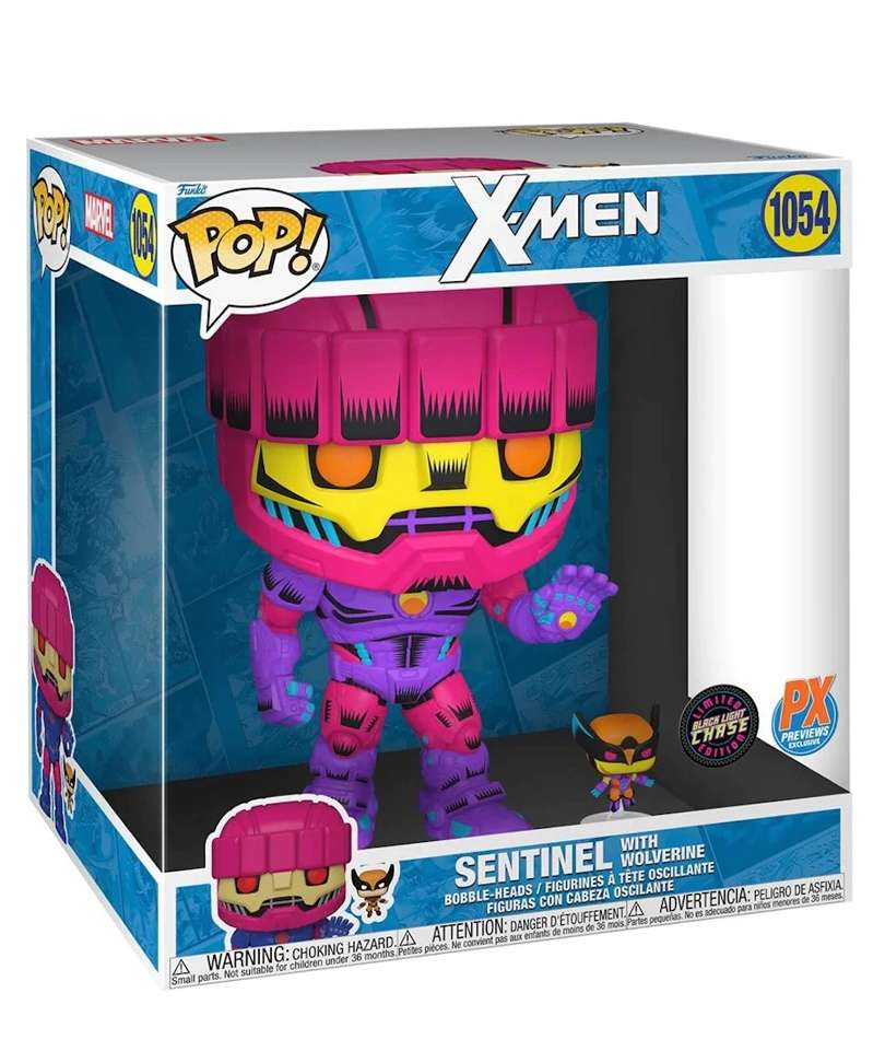 Funko Pop Marvel " Sentinel with Wolverine (Blacklight) (Glow in the Dark Chase) (10-Inch) "