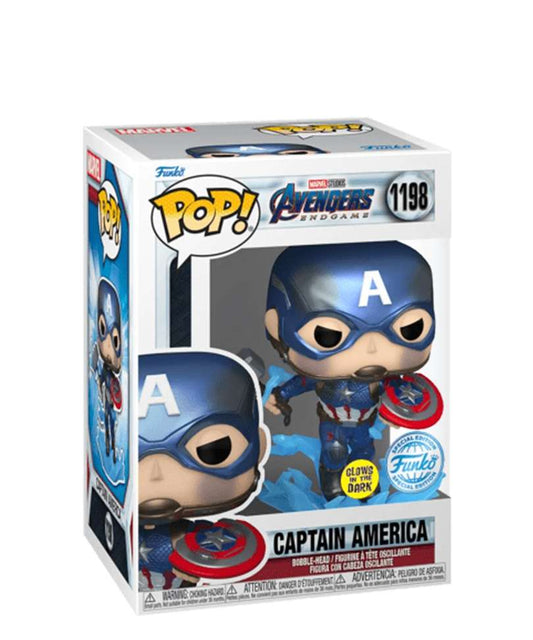 Funko Pop Marvel "Captain America with Electrified Mjolnir (Metallic) (Glow in the Dark)"