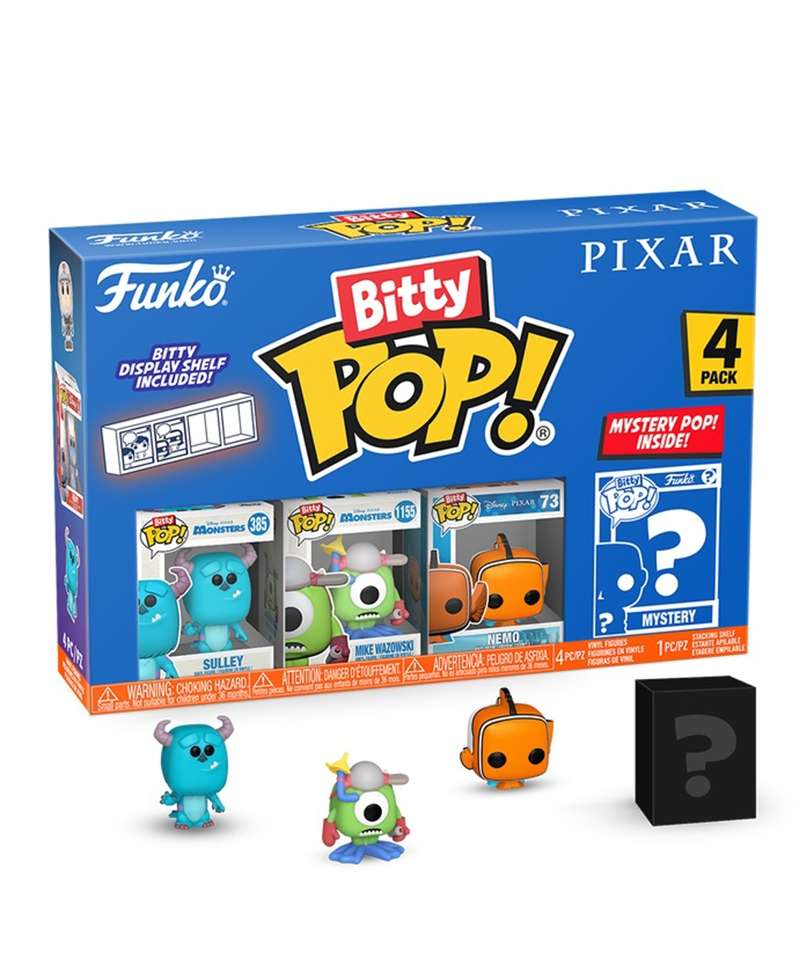 Funko Bitty Pop - Disney " Sulley / Mike Wazowski / Nemo / Mystery Bitty (4-Pack) "