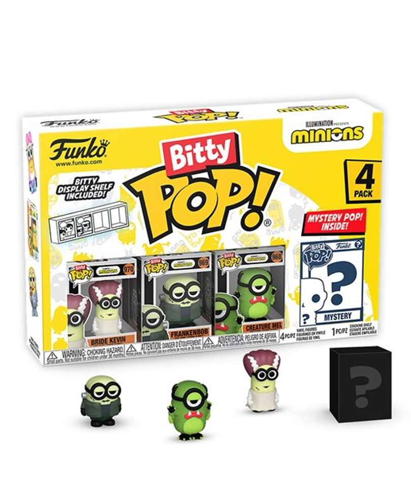 Funko Bitty Pop - Minions " Bride Kevin / Franken Bob / Creature Mel / Mystery Bitty (4-Pack) "