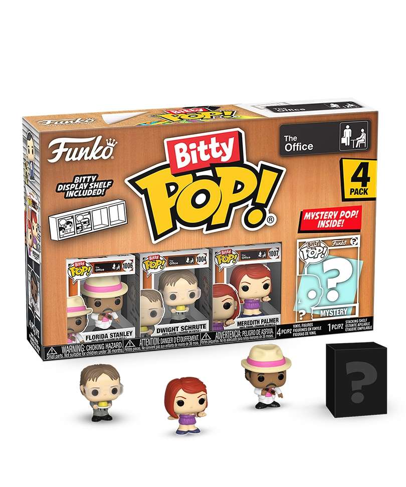 Funko Bitty Pop - The Office" Florida Stanley / Dwight (with Jello Stapler) / Meredith Palmer / Mystery Bitty (4-Pack) "