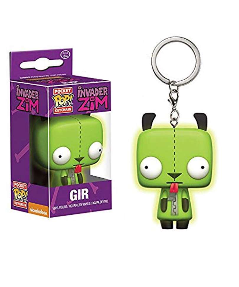 Funko Pop Keychain Invader Zim " Gir (Glow In the Dark) Keychain "