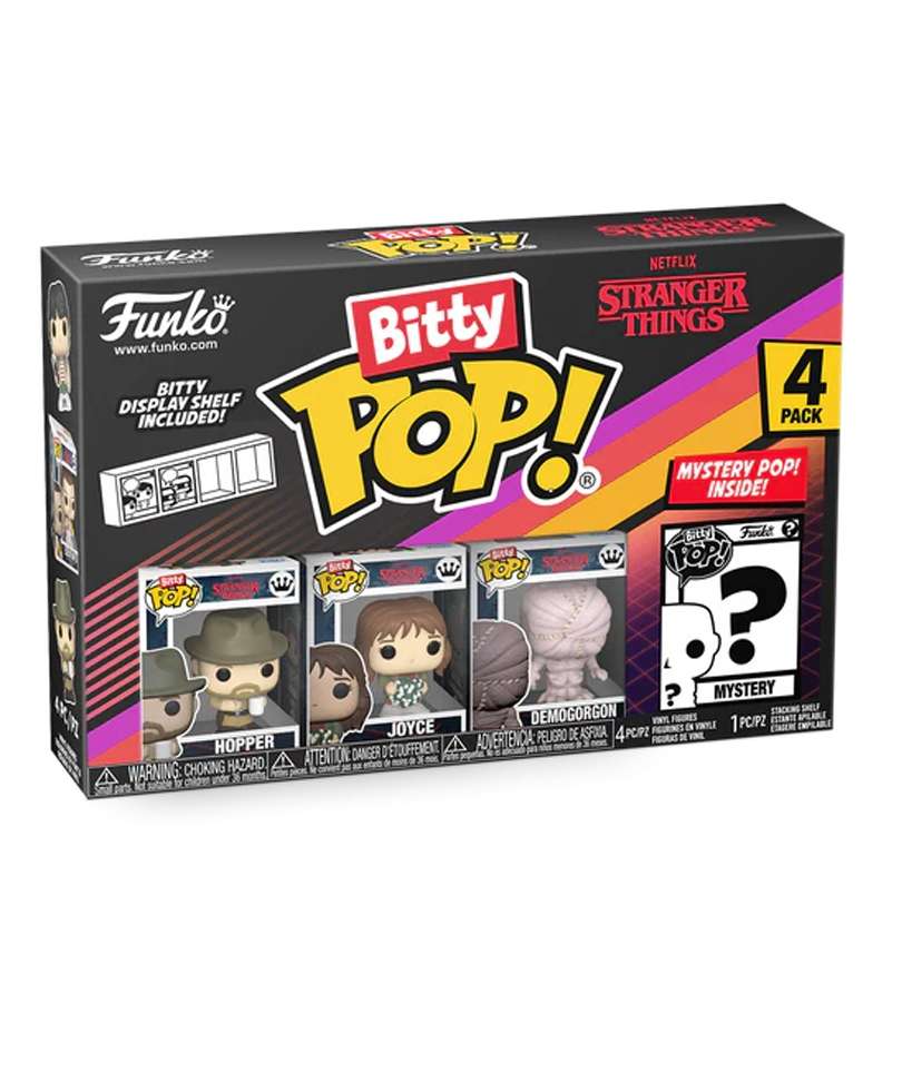 Funko Bitty Pop - Stranger Things " Hopper / Joyce / Demogorgon / Mystery Bitty (4-Pack) "