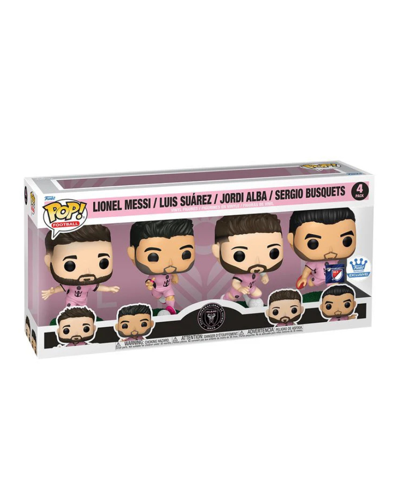 Funko Pop Calcio - Inter Miami CF " Lionel Messi Luis Suárez Jordi Alba Sergio Busquets (4 Pack) MLS Exclusive "