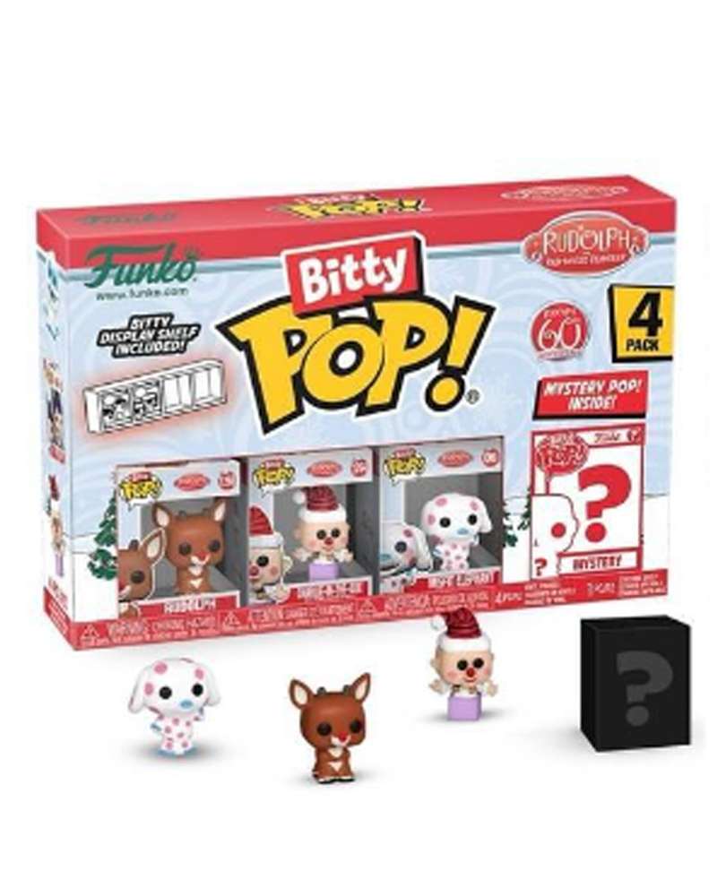 Funko Bitty Pop - Rudolph The Red-Nosed Reindeer " Rudolph / Charlie-In-The-Box / Misfit Elephant / Mystery Bitty (4-Pack) "