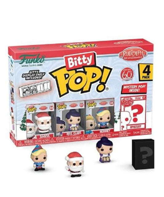 Funko Bitty Pop - Rudolph The Red-Nosed Reindeer " Santa Claus / Mrs. Claus / Hermey / Mystery Bitty (4-Pack) "