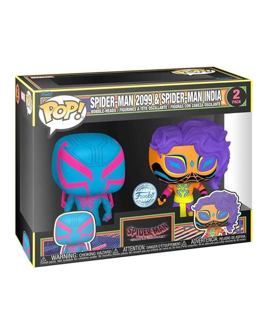 Funko Pop Marvel "Spider-Man 2099 &amp; Spider-Man India (2-Pack) (Blacklight)"