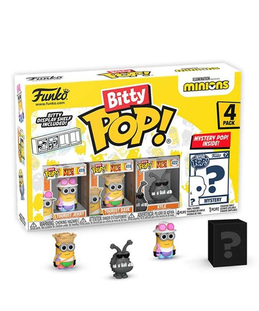 Funko Bitty Pop - Minions " Tourist Jerry / Tourist Dave / Kyle / Mystery Bitty (4-Pack) "