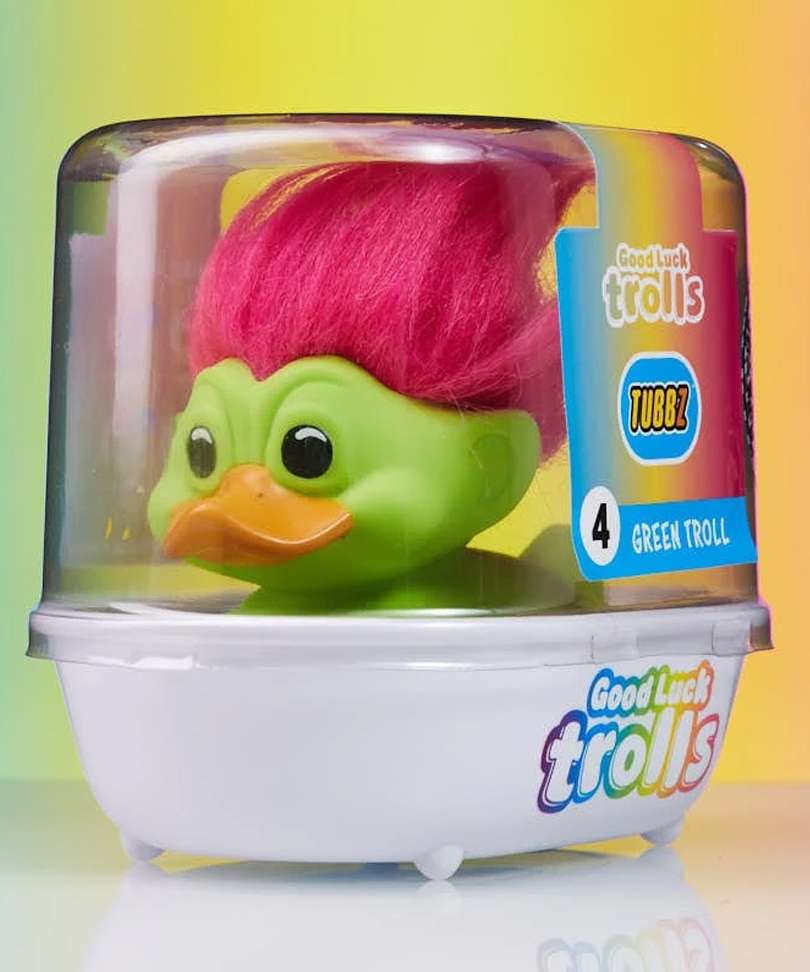 TUBBZ Cosplay Duck Collectible " Trolls Green Troll with Pink Hair "