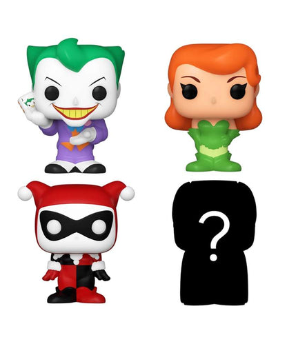 Funko Bitty Pop "Harley Quinn (Animated Series) / Poison Ivy (Animated Series) / The Joker (Animated Series) / Mystery Bitty (4-Pack)"